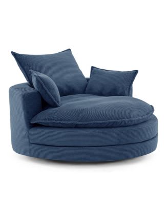 Streamdale 360 Swivel Barrel Chair with Pillows - Blue