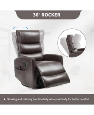 Heat Massage Rocker Swivel Recliner Chair, Brown