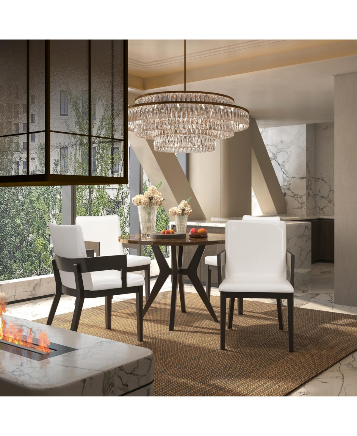 Streamdale Furniture Wood & Pu Leather Upholstered Dining Chairs Set of 2