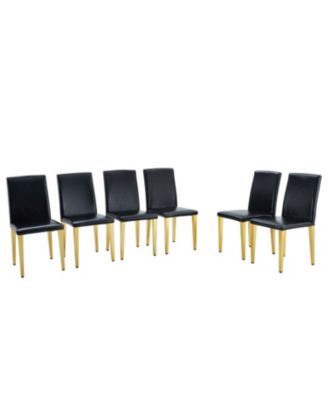 Black PU Leather Chairs with Gold Legs (Set of 4)