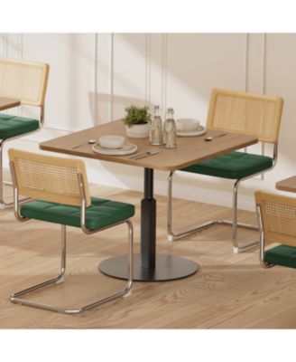 Rattan Dining Chairs Set of 4 Faux Leather