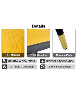 Streamdale Dual Tone PU Leather Dining Chair, Black Metal Legs, Set of 4