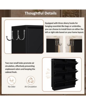  Modern Narrow Shoe Cabinet - Cream & Black