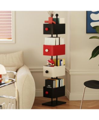  Black & Red Bookshelf/Side Table/Magazine Rack