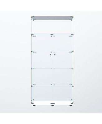 Streamdale White Tempered Glass Display Cabinet with Lights & Locks