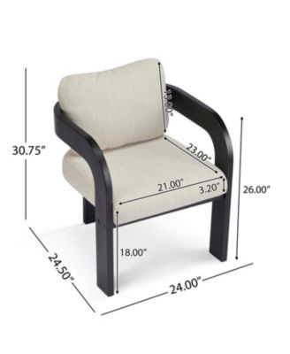 Streamdale 2-Pack Dining Chairs with Pillow Back, Beige Fabric, Black Solid Wood Frame