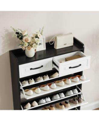 3-Door Shoe Cabinet with Drawers