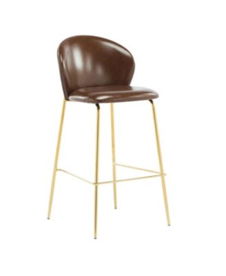 Kira Dark Brown Faux Leather Bar Stools (Set of 2)