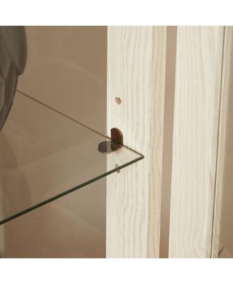 Lighted Curio Cabinet with Glass Doors & Adjustable Shelves - White