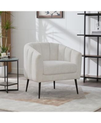  Chenille Barrel Accent Chair - Ivory