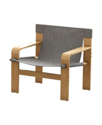 Oak Accent Lounge Chair - Dark Grey