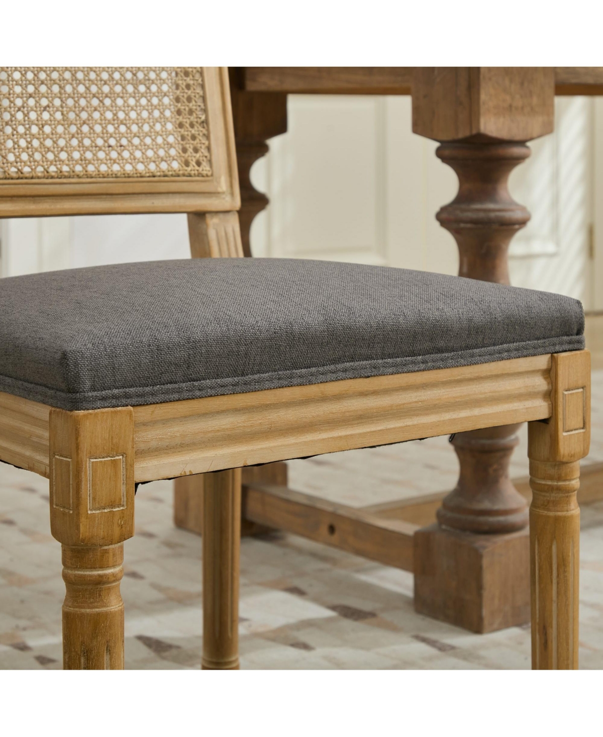 Streamdale Furniture French Louis Dining Chairs, Rattan Back.