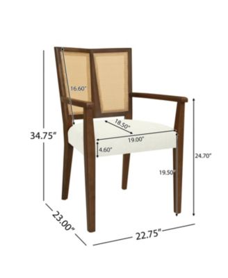  Arm Dining Chair (walnut+beige) Set of 2