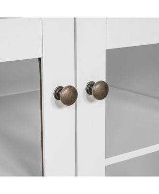 Streamdale Modern Bookcase with Glass Doors & Drawer, 83.4" Tall, White