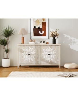 Modern Sideboard Buffet Cabinet with 4 Doors & Adjustable Shelves