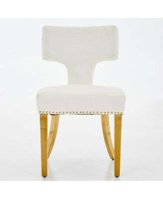 Mid Century Modern Chenille Dining Chairs, Set of 2, Beige