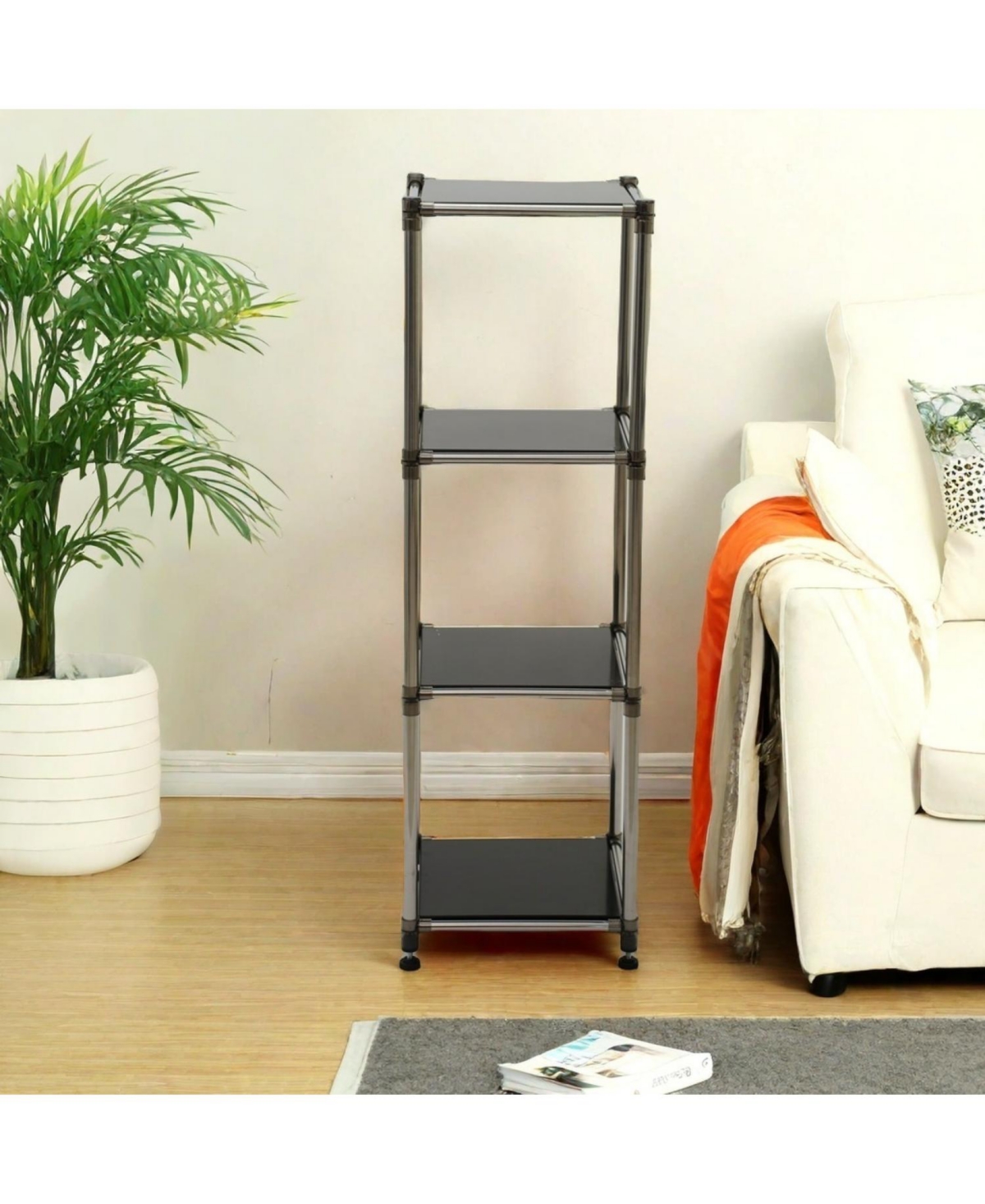 Streamdale Black 4-Tier Stainless Steel Shelving Unit - Heavy Duty, Durable