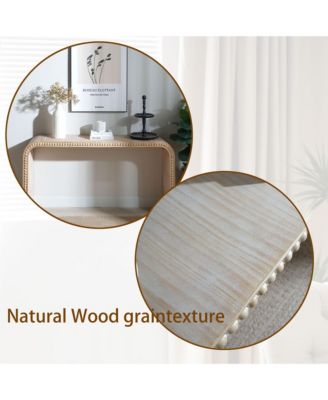 59in Natural Wood Console Table with Wood Beads