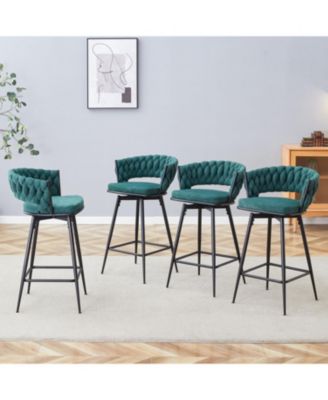 Retro Green Rotating Bar Stools (Set of 4)