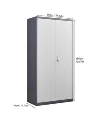 Gray Metal Lockable Wardrobe - Fireproof & Waterproof