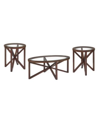 Streamdale Modern Glass Coffee Table - Wood Base, Round Top