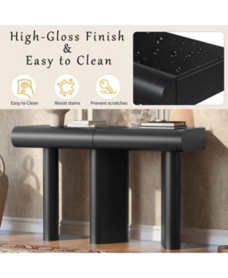 Streamdale Modern Black Entryway Table with Drawers & Geometric Legs