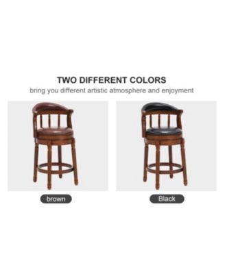 Leather Swivel Bar Stool, 26.5", Brown