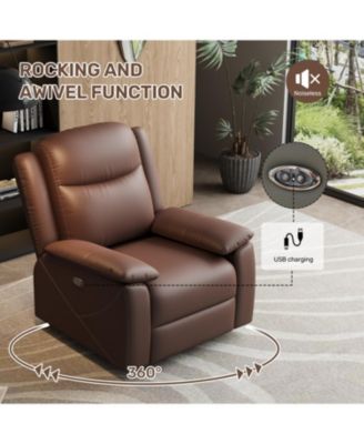  Rocker Recliner with USB, 360 Swivel, Oversized, Overstuffed - Brown