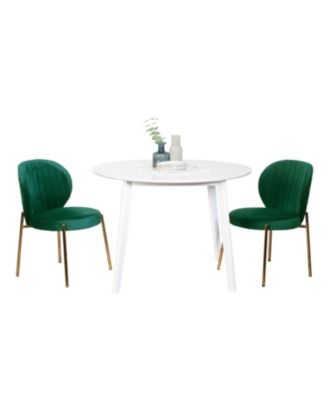  White Round Dining Set with 2 Chairs