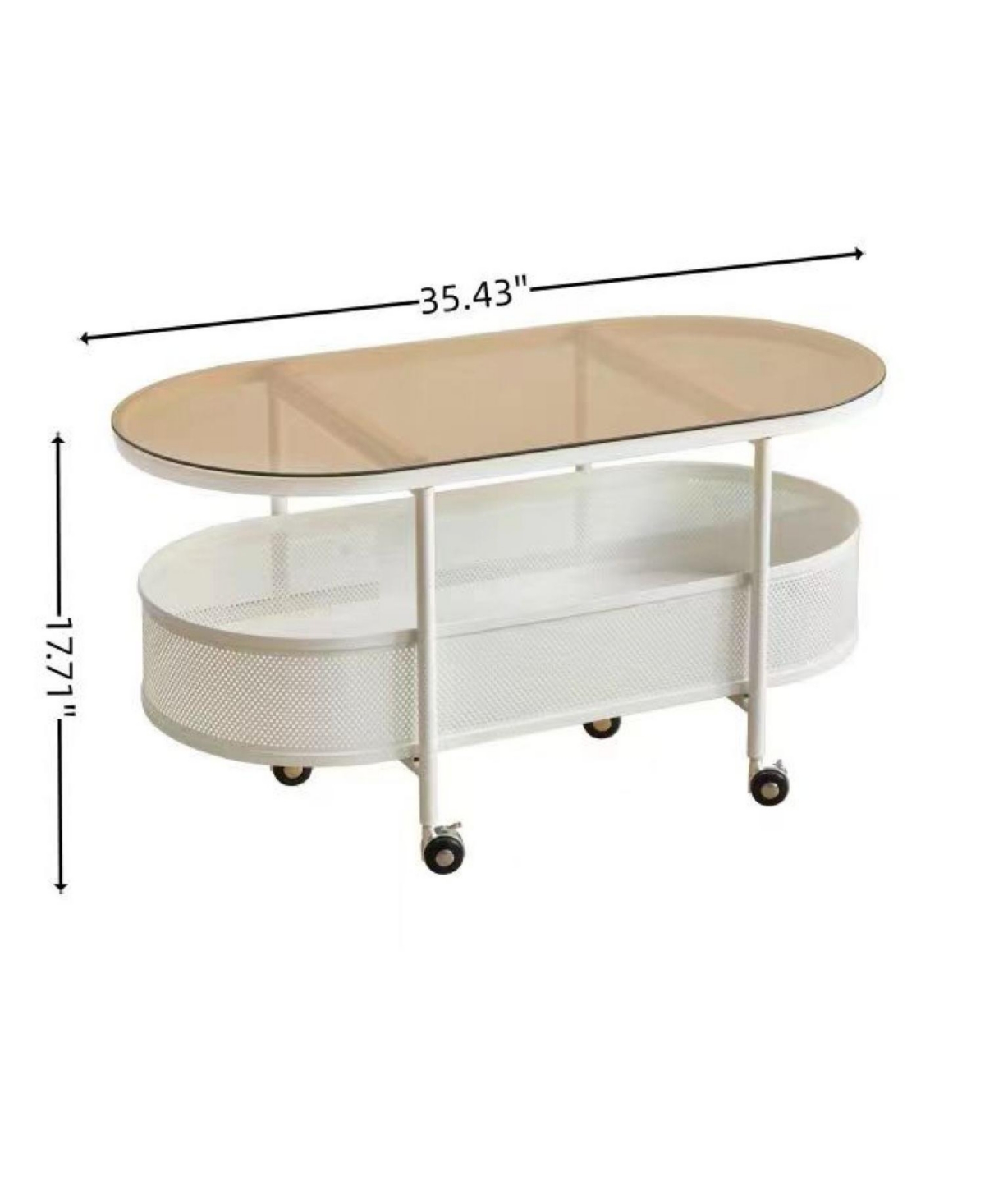 Streamdale Furniture Movable oval metal glass coffee table with storage