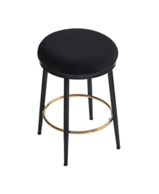 Modern Counter Stools (4), 24.75", Black w/Iron Frame, Cushions