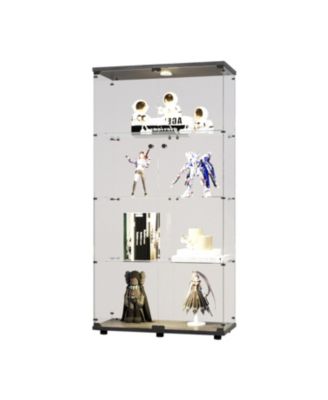 LED Glass Display Cabinet with 4 Shelves, 64.7"x31.7"x14.3")