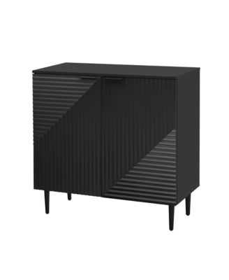 Mira Modern Side Cabinet with Adjustable Shelves, Geometric Design