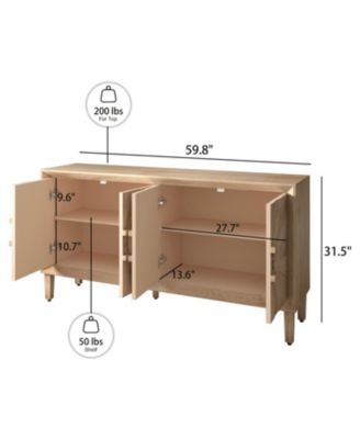 60" Rustic Farmhouse Credenza - Sunburst Doors Antique