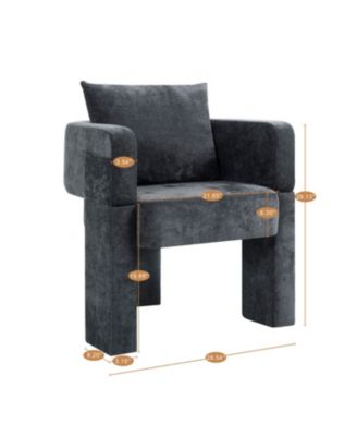 Chenille Accent Chair with Pillow - Gray