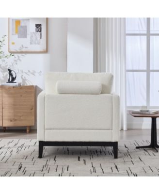 35.4" Wide Modern Farmhouse Accent Chair - Ivory Boucle