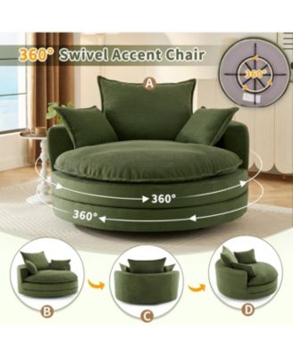 360 Swivel Barrel Chair with Pillows - Green