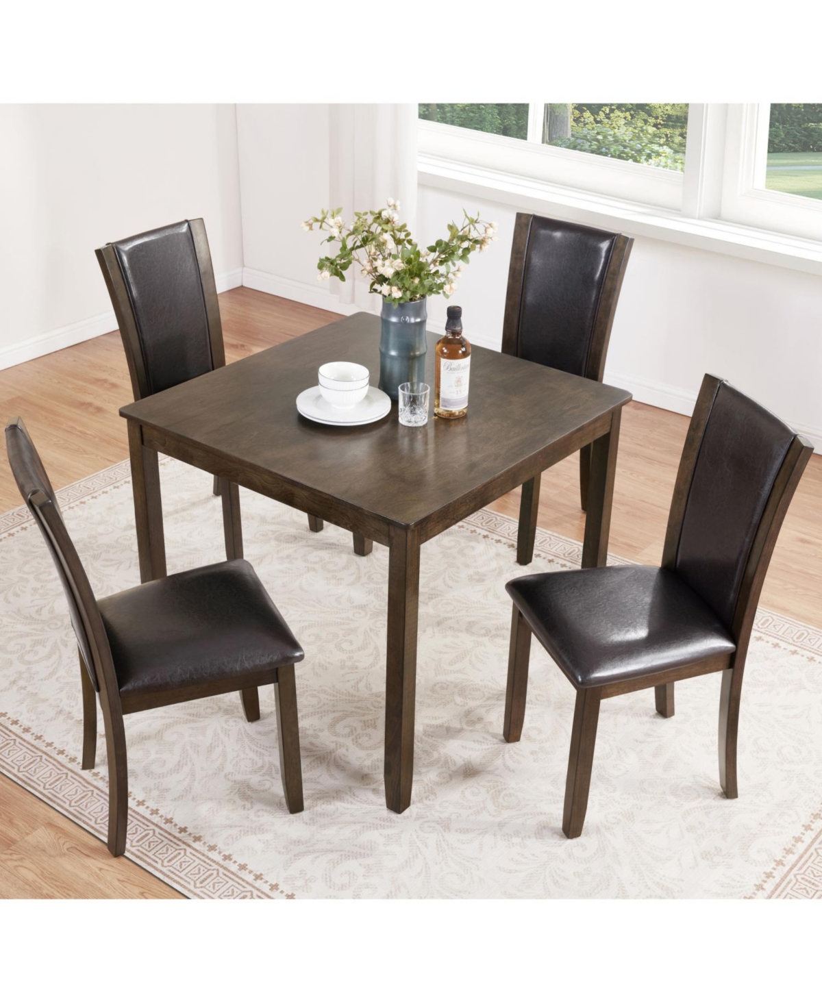 Streamdale Furniture 5-Piece Dark Walnut Dining Set