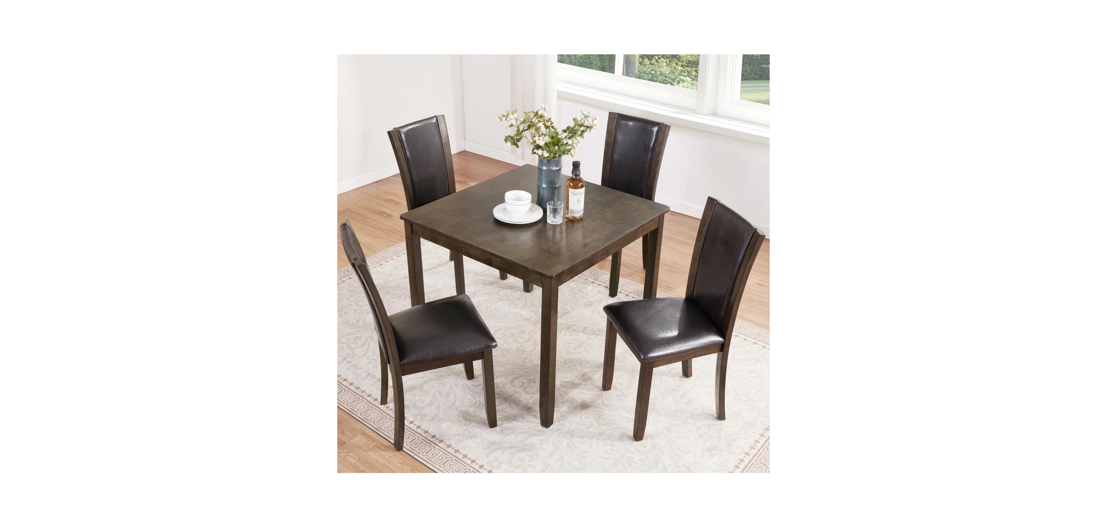 Streamdale Furniture 5-Piece Dark Walnut Dining Set