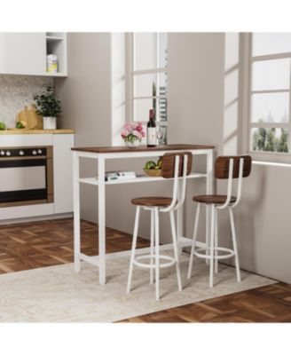 Streamdale 3 Piece Bar Table Set with Metal Frame & Storage