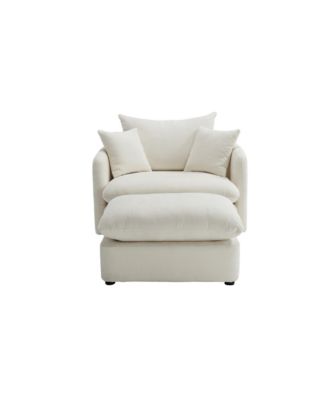 Oversized Swivel Accent Chair with Ottoman & Pillows