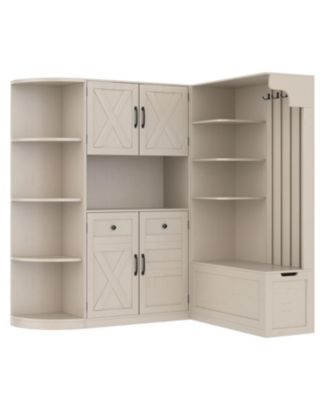 Hall Cabinet with Storage & Hooks