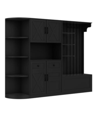 Hall Cabinet with Storage & Hooks