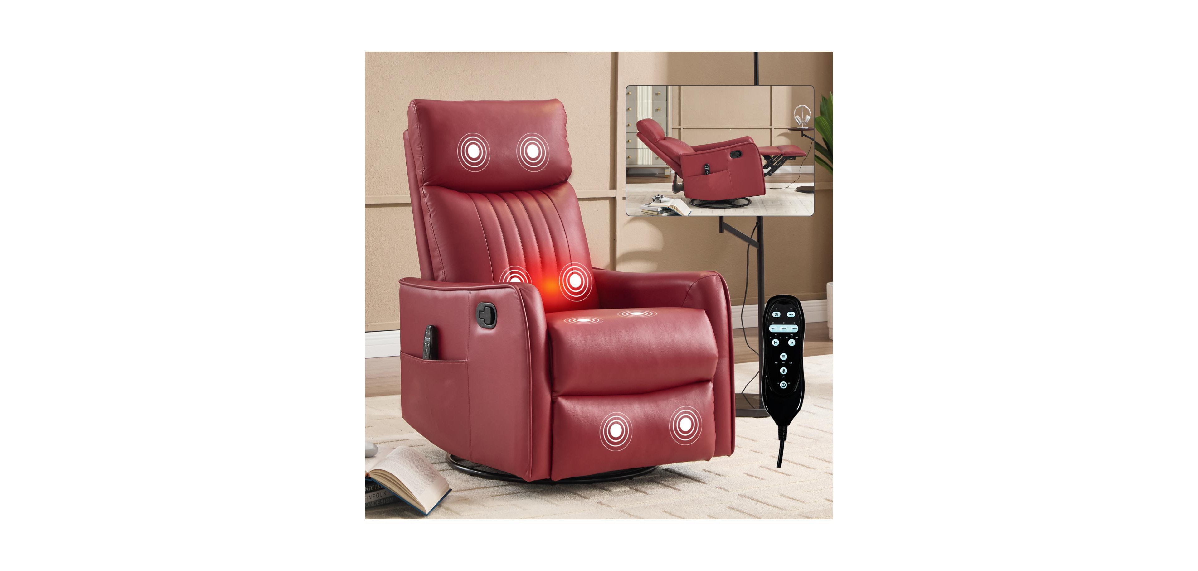 Streamdale Furniture Faux Leather Massage Recliner Rocker Swivel Chair