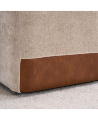 Streamdale Linen Upholstered Armless Dining Chair with Casters,BEIGE