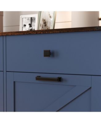 Farmhouse Blue Double Tilt Out Trash Cabinet