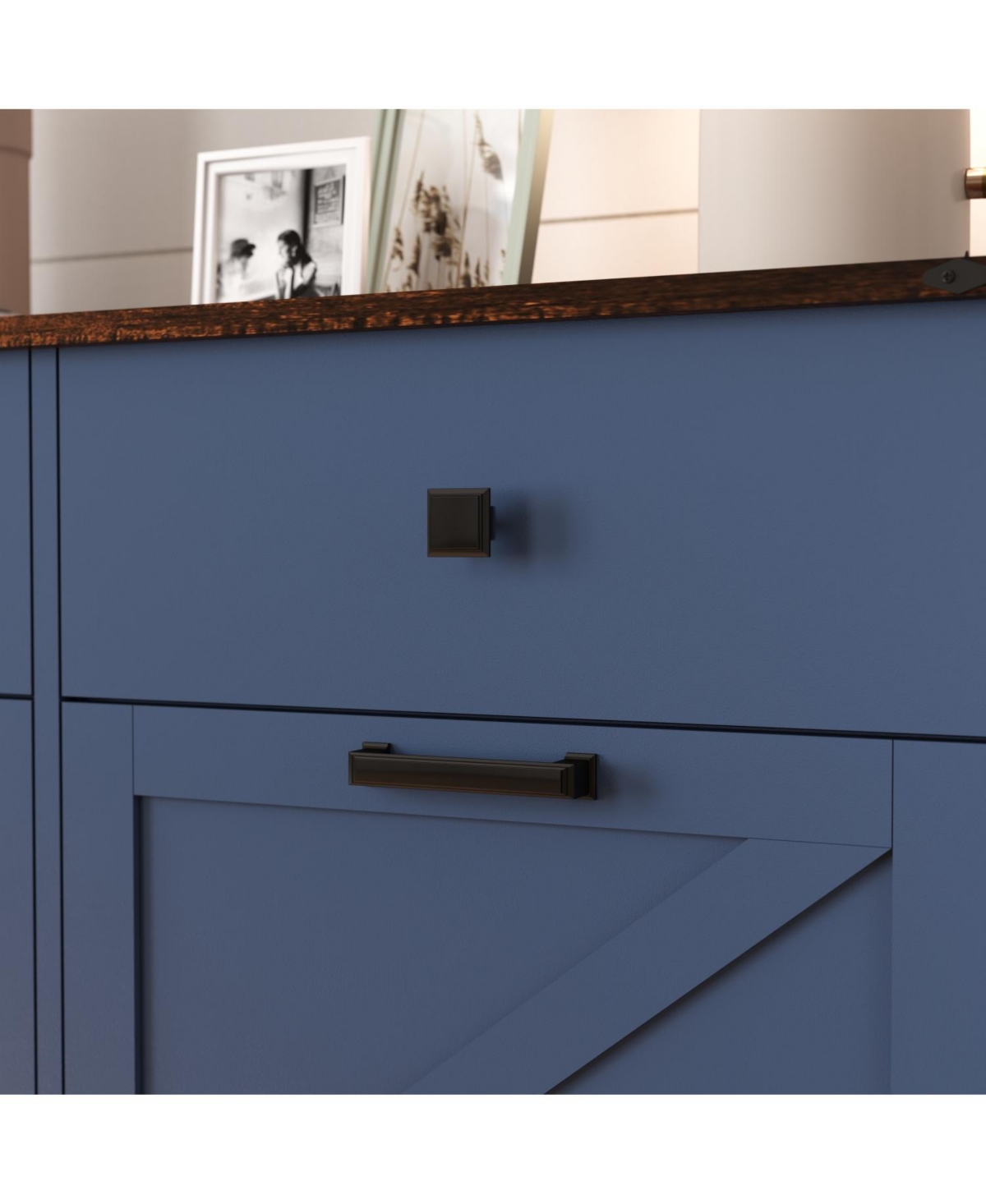 Streamdale Furniture Farmhouse Blue Double Tilt Out Trash Cabinet