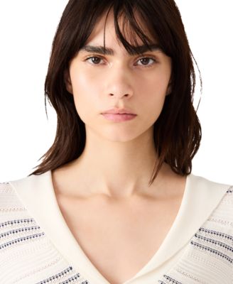 Women's V-Neck Stripe Sweater