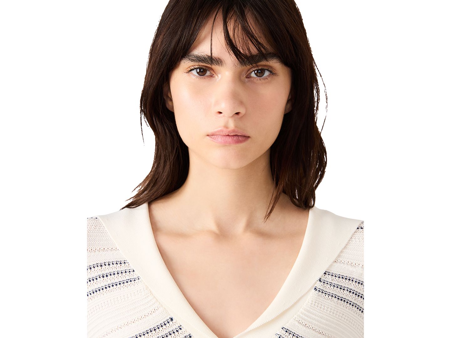 Женский свитер Steve Madden V-Neck Stripe, цвет: Облачный — фото 4