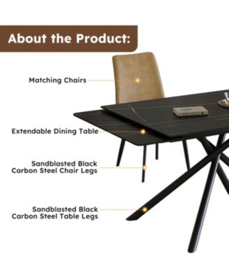 Streamdale Retractable Sintered Stone Dining Set (Table + 4 Chairs